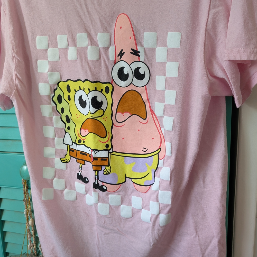 Pink SpongeBob and Patrick Graphic T-Shirt